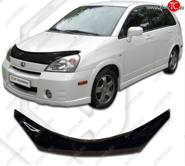 2 159 р. Дефлектор капота CA-Plastic Suzuki Liana седан (2001-2008) (Classic черный, Без надписи)  с доставкой в г. Кемерово