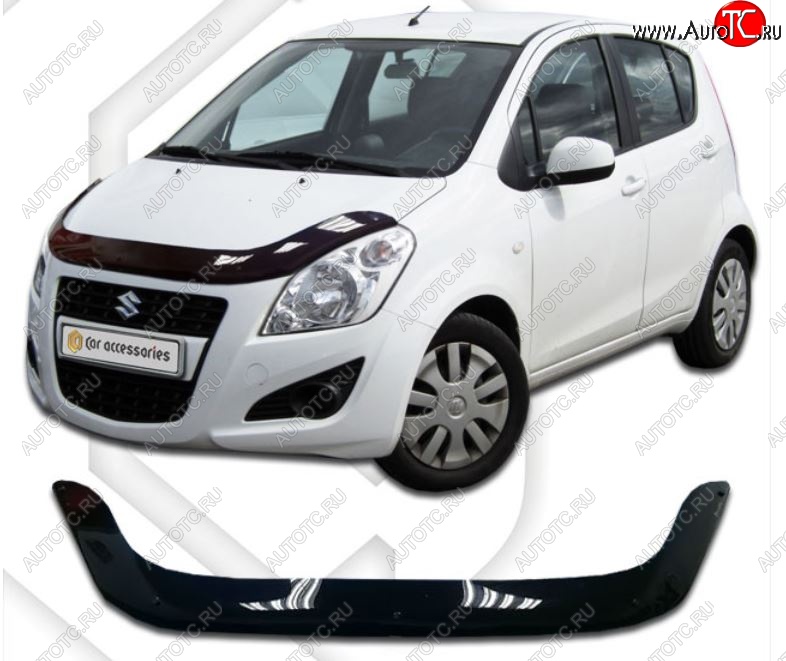 2 299 р. Дефлектор капота CA-Plastiс  Suzuki Splash (2015-2018) (Classic черный, Без надписи)  с доставкой в г. Кемерово