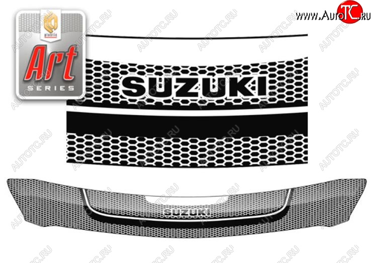 2 299 р. Дефлектор капота CA-Plastiс  Suzuki Swift  ZC72S (2010-2016) дорестайлинг, хэтчбэк 5 дв., рестайлинг, хэтчбэк 5 дв. (Серия Art черная)  с доставкой в г. Кемерово