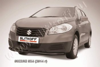 6 999 р. защита переднего бампера Slitkoff  Suzuki SX4  JYB, JYA (2013-2016) хэтчбэк дорестайлинг (Цвет: серебристый)  с доставкой в г. Кемерово. Увеличить фотографию 1