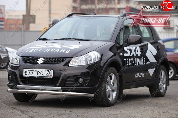 9 404 р. Защита переднего бампера одинарная Souz-96 (d60).  Suzuki SX4  JYB, JYA (2013-2016) хэтчбэк дорестайлинг  с доставкой в г. Кемерово