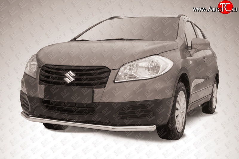 9 999 р. Одинарная защита переднего бампера из трубы диаметром 57 мм Slitkoff  Suzuki SX4  JYB, JYA (2013-2016) хэтчбэк дорестайлинг (Цвет: нержавеющая полированная сталь)  с доставкой в г. Кемерово