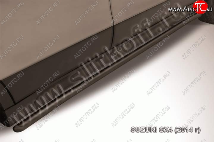 8 999 р. Защита порогов Slitkoff Suzuki SX4 JYB, JYA хэтчбэк дорестайлинг (2013-2016) (Цвет: серебристый)  с доставкой в г. Кемерово
