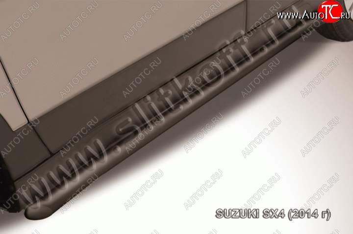 10 349 р. Защита порогов Slitkoff Suzuki SX4 JYB, JYA хэтчбэк дорестайлинг (2013-2016) (Цвет: серебристый)  с доставкой в г. Кемерово