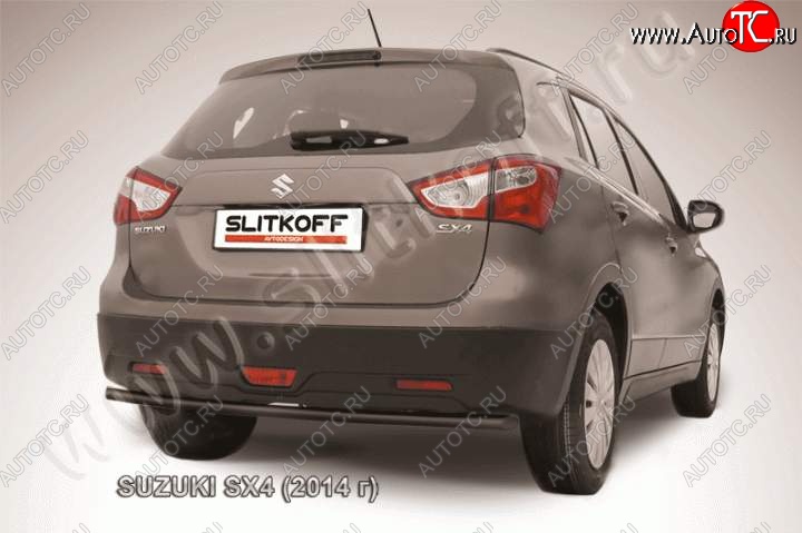 5 549 р. Защита задняя Slitkoff  Suzuki SX4  JYB, JYA (2013-2016) хэтчбэк дорестайлинг (Цвет: серебристый)  с доставкой в г. Кемерово