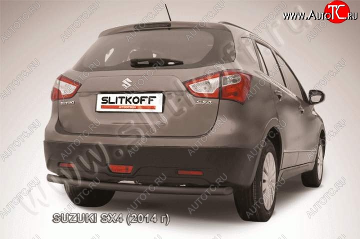 7 599 р. Защита задняя Slitkoff  Suzuki SX4  JYB, JYA (2013-2016) хэтчбэк дорестайлинг (Цвет: серебристый)  с доставкой в г. Кемерово