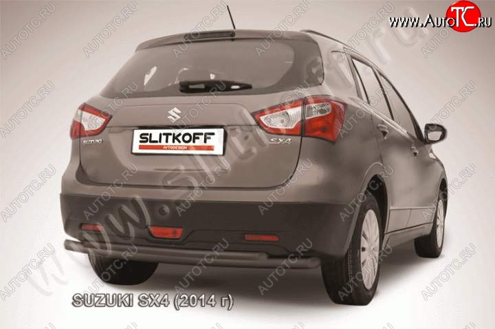 7 999 р. Защита задняя Slitkoff  Suzuki SX4  JYB, JYA (2013-2016) хэтчбэк дорестайлинг (Цвет: серебристый)  с доставкой в г. Кемерово