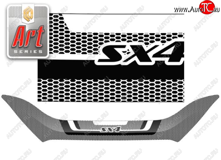 2 599 р. Дефлектор капота CA-Plastiс  Suzuki SX4  JAB, JYA (2016-2021) хэтчбэк рестайлинг (Серия Art графит)  с доставкой в г. Кемерово