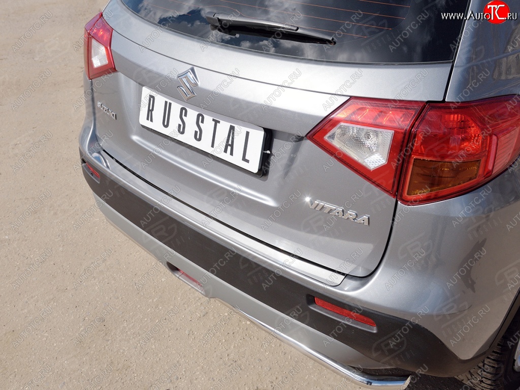1 659 р. Накладка защитная на задний бампер Russtal (лист нерж зеркальный) Suzuki Vitara LY дорестайлинг (2015-2019)  с доставкой в г. Кемерово