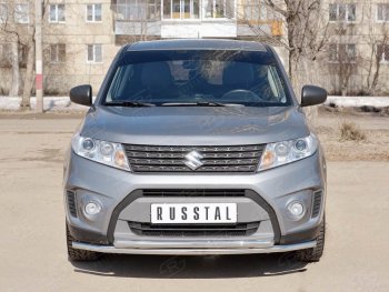 16 949 р. Защита переднего бампера (2 трубыØ42 мм, нержавейка) SLITKOFF  Suzuki Vitara  LY (2015-2019) дорестайлинг  с доставкой в г. Кемерово. Увеличить фотографию 1