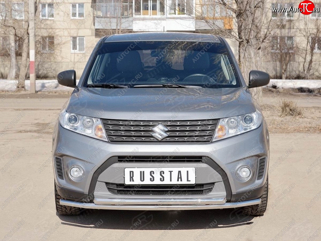 16 949 р. Защита переднего бампера (2 трубыØ42 мм, нержавейка) SLITKOFF  Suzuki Vitara  LY (2015-2019) дорестайлинг  с доставкой в г. Кемерово