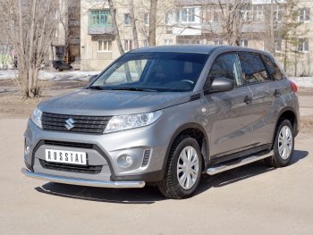 15 499 р. Одинарная защита переднего бампера диаметром 63 мм SLITKOFF  Suzuki Vitara  LY (2015-2019) дорестайлинг  с доставкой в г. Кемерово. Увеличить фотографию 2