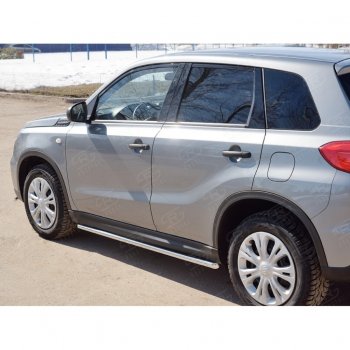 17 299 р. Защита порогов SLITKOFF из круглой трубы диаметром 42 мм v1 Suzuki Vitara LY дорестайлинг (2015-2019)  с доставкой в г. Кемерово. Увеличить фотографию 2