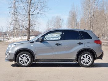 24 649 р. Широкая защита порогов с трубой диаметром 42 мм SLITKOFF v1 Suzuki Vitara LY дорестайлинг (2015-2019)  с доставкой в г. Кемерово. Увеличить фотографию 2