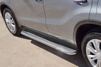 24 649 р. Широкая защита порогов с трубой диаметром 42 мм SLITKOFF v1 Suzuki Vitara LY дорестайлинг (2015-2019)  с доставкой в г. Кемерово. Увеличить фотографию 3