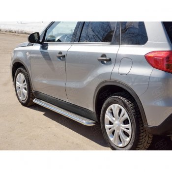 22 999 р. Широкая защита порогов с трубой диаметром 42 мм SLITKOFF v2 Suzuki Vitara LY дорестайлинг (2015-2019)  с доставкой в г. Кемерово. Увеличить фотографию 2