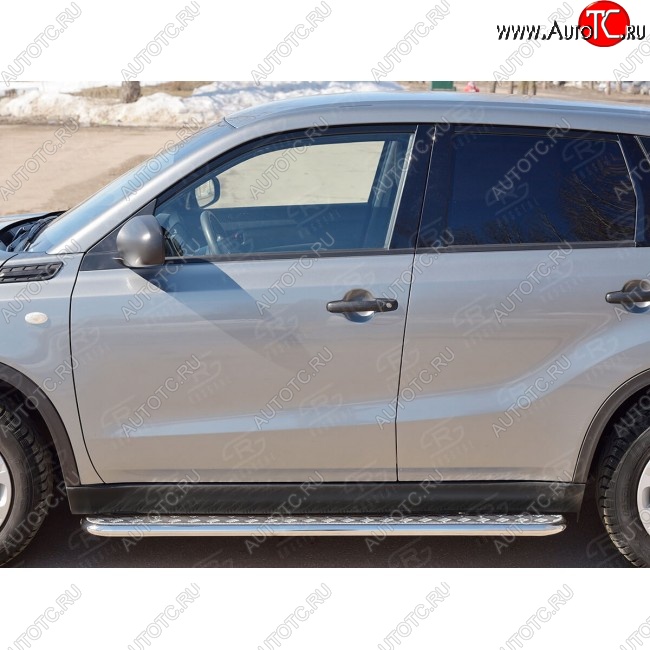 22 999 р. Широкая защита порогов с трубой диаметром 42 мм SLITKOFF v2 Suzuki Vitara LY дорестайлинг (2015-2019)  с доставкой в г. Кемерово