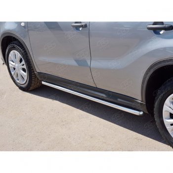 17 299 р. Защита порогов SLITKOFF из круглой трубы диаметром 42 мм v3 Suzuki Vitara LY дорестайлинг (2015-2019)  с доставкой в г. Кемерово. Увеличить фотографию 2