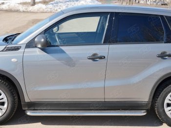 35 549 р. Широкая защита порогов с трубой диаметром 42 мм SLITKOFF v3  Suzuki Vitara  LY (2015-2025) дорестайлинг, рестайлинг  с доставкой в г. Кемерово. Увеличить фотографию 2