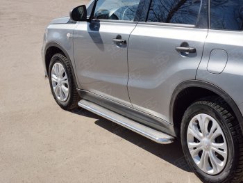 35 549 р. Широкая защита порогов с трубой диаметром 42 мм SLITKOFF v3  Suzuki Vitara  LY (2015-2025) дорестайлинг, рестайлинг  с доставкой в г. Кемерово. Увеличить фотографию 3