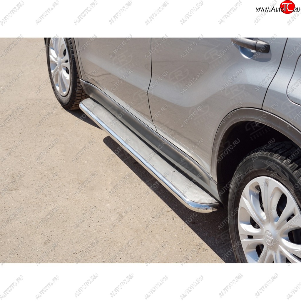 35 549 р. Широкая защита порогов с трубой диаметром 42 мм SLITKOFF v3  Suzuki Vitara  LY (2015-2025) дорестайлинг, рестайлинг  с доставкой в г. Кемерово