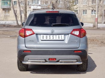 Тройная защита заднего бампера из двух труб диаметром 63 и 42x2 мм SLITKOFF Suzuki Vitara  LY (2015-2019) дорестайлинг