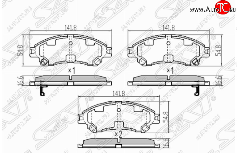 1 189 р. Комплект передних тормозных колодок SAT Suzuki SX4 JYB, JYA хэтчбэк дорестайлинг (2013-2016)  с доставкой в г. Кемерово