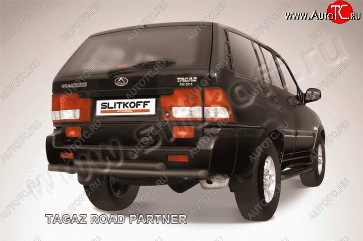 7 599 р. Защита задняя Slitkoff  ТАГАЗ Road Partner (2007-2011) (Цвет: серебристый)  с доставкой в г. Кемерово