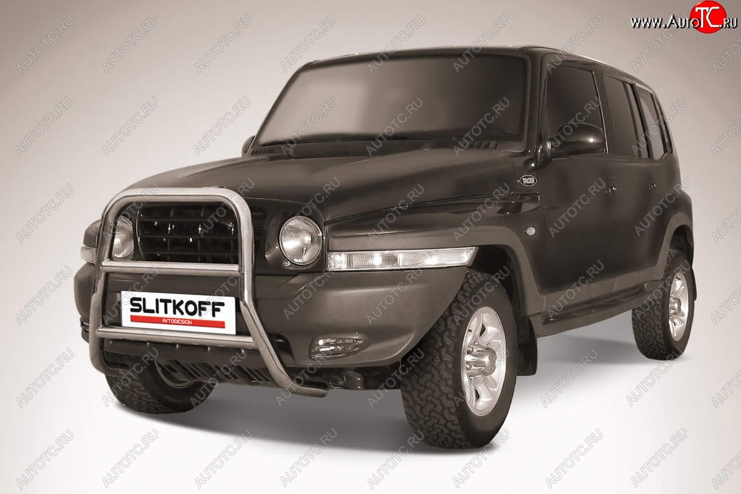 25 999 р. Защита переднего бампера Slitkoff (высокая, d57 мм)  ТАГАЗ Tager  5d (2008-2012) (Нержавейка, Полированная)  с доставкой в г. Кемерово