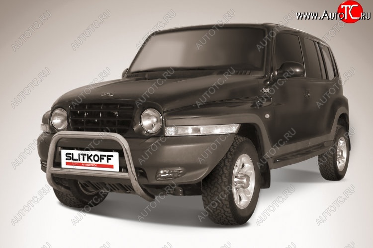 24 449 р. Защита переднего бампера Slitkoff (низкая, d57 мм)  ТАГАЗ Tager  5d (2008-2012) (Нержавейка, Полированная)  с доставкой в г. Кемерово