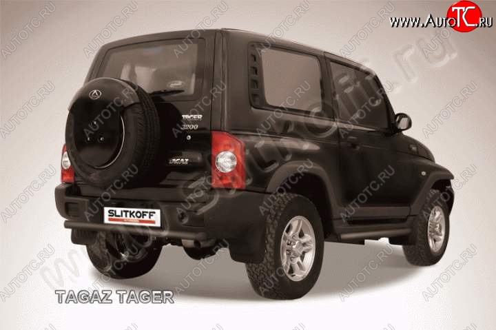 6 399 р. Защита задняя Slitkoff  ТАГАЗ Tager  3d (2008-2012) (Цвет: серебристый)  с доставкой в г. Кемерово