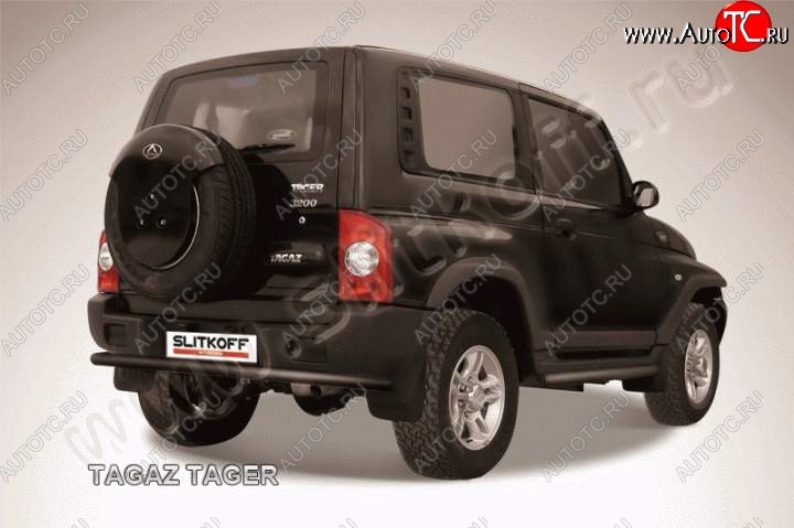 6 899 р. Защита задняя Slitkoff  ТАГАЗ Tager  3d (2008-2012) (Цвет: серебристый)  с доставкой в г. Кемерово