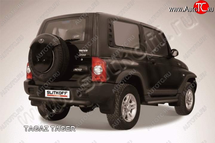 7 899 р. Защита задняя Slitkoff  ТАГАЗ Tager  3d (2008-2012) (Цвет: серебристый)  с доставкой в г. Кемерово