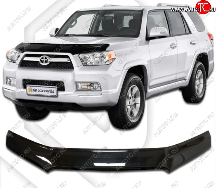 3 199 р. Дефлектор капота CA-Plastic  Toyota 4Runner  N280 (2009-2013) дорестайлинг (Classic черный, Без надписи)  с доставкой в г. Кемерово