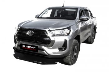 13 449 р. Защита переднего бампера Slitkoff (Ø 76 мм).  Toyota Hilux  AN120 (2017-2020) 1-ый рестайлинг (Сталь с полимерным покрытием. Цвет: черный)  с доставкой в г. Кемерово. Увеличить фотографию 1