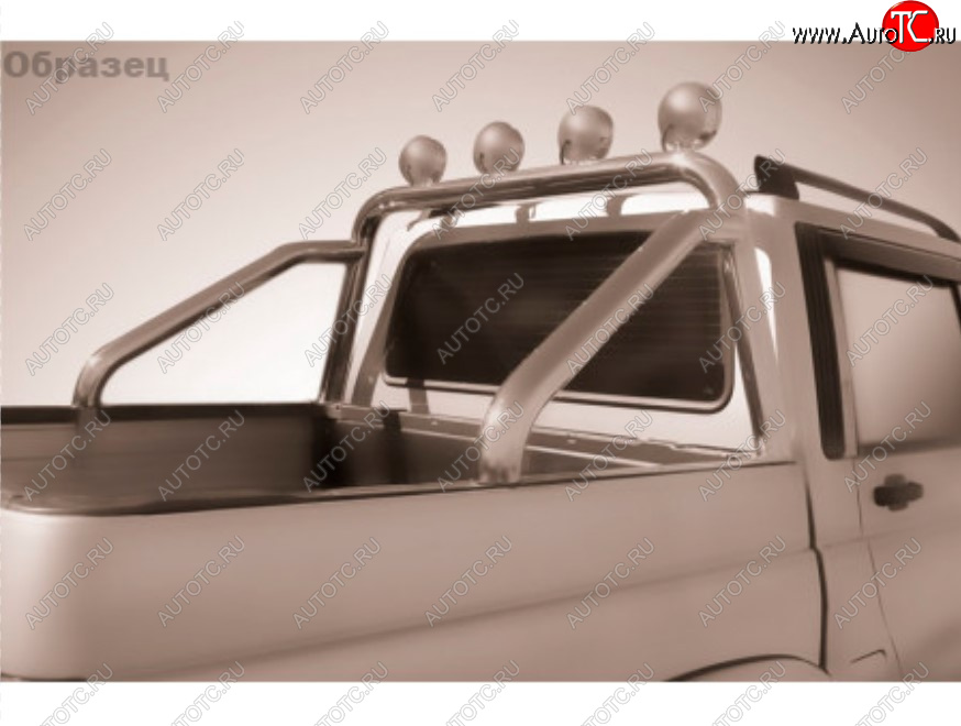 22 999 р. Защитная дуга багажника на Slitkoff (Ø 76 мм, с креплениями под ПТФ)  Toyota Hilux  AN120 (2017-2020) 1-ый рестайлинг (Нержавеющая сталь)  с доставкой в г. Кемерово