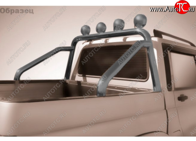 16 249 р. Защитная дуга багажника на Slitkoff (Ø 76 мм, с креплениями под ПТФ).  Toyota Hilux  AN120 (2017-2020) 1-ый рестайлинг (Сталь с полимерным покрытием. Цвет: серебристый)  с доставкой в г. Кемерово
