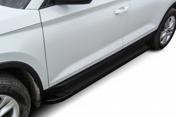 Пороги алюминиевые Slitkoff Toyota Hilux  AN120 (2017-2020) 1-ый рестайлинг (Optima Black )