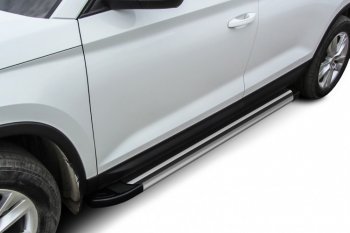 Пороги алюминиевые Slitkoff Toyota Hilux  AN120 (2017-2020) 1-ый рестайлинг (Luxe Black)
