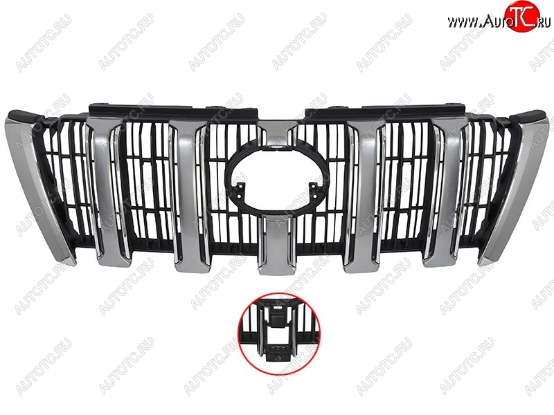 9 349 р. Решётка радиатора SAT (под камеру, хром-серебро) Toyota Land Cruiser Prado J150 1-ый рестайлинг (2013-2017)  с доставкой в г. Кемерово