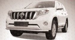 14 799 р. Одинарная защита переднего бампера из трубы диаметром 57 мм Slitkoff  Toyota Land Cruiser Prado  J150 (2013-2017) 1-ый рестайлинг (Цвет: нержавеющая полированная сталь)  с доставкой в г. Кемерово. Увеличить фотографию 1