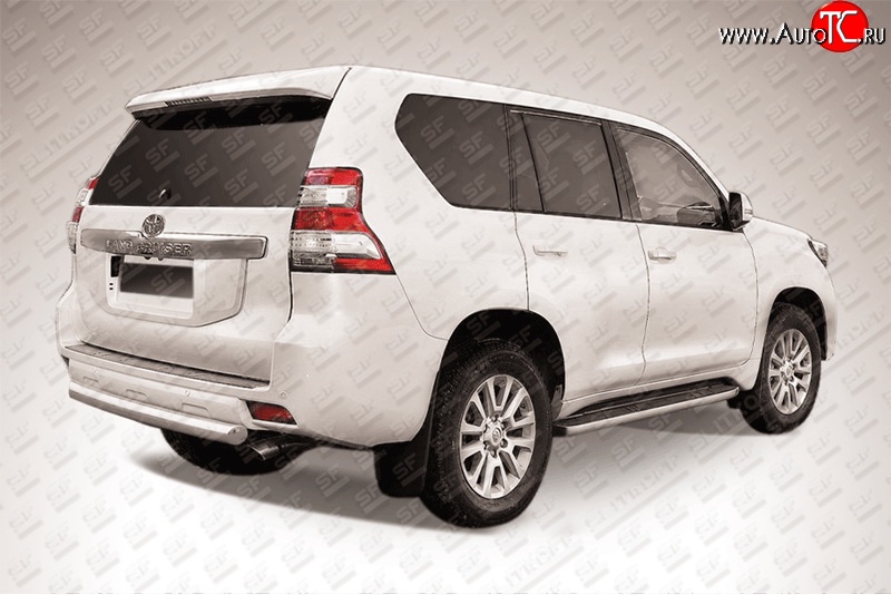 13 849 р. Защита заднего бампера из короткой трубы диаметром 76 мм Slitkoff  Toyota Land Cruiser Prado  J150 (2013-2017) 1-ый рестайлинг (Цвет: нержавеющая полированная сталь)  с доставкой в г. Кемерово