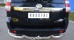 Защита заднего бампера (2 трубы Ø63 и 42 мм уголки, нержавейка) SLITKOFF Toyota Land Cruiser Prado  J150 (2013-2017) 1-ый рестайлинг