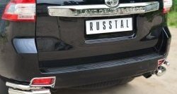Защита заднего бампера (2 трубы Ø76 и 42 мм уголки, нержавейка) SLITKOFF Toyota Land Cruiser Prado  J150 (2013-2017) 1-ый рестайлинг