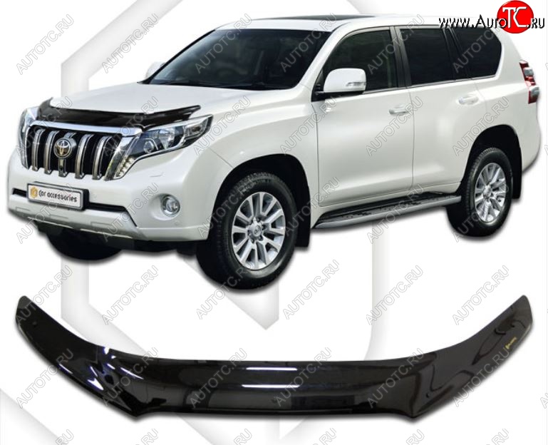 2 379 р. Дефлектор капота CA-Plastiс  Toyota Land Cruiser Prado  J150 (2013-2017) 1-ый рестайлинг (Classic черный, Без надписи)  с доставкой в г. Кемерово