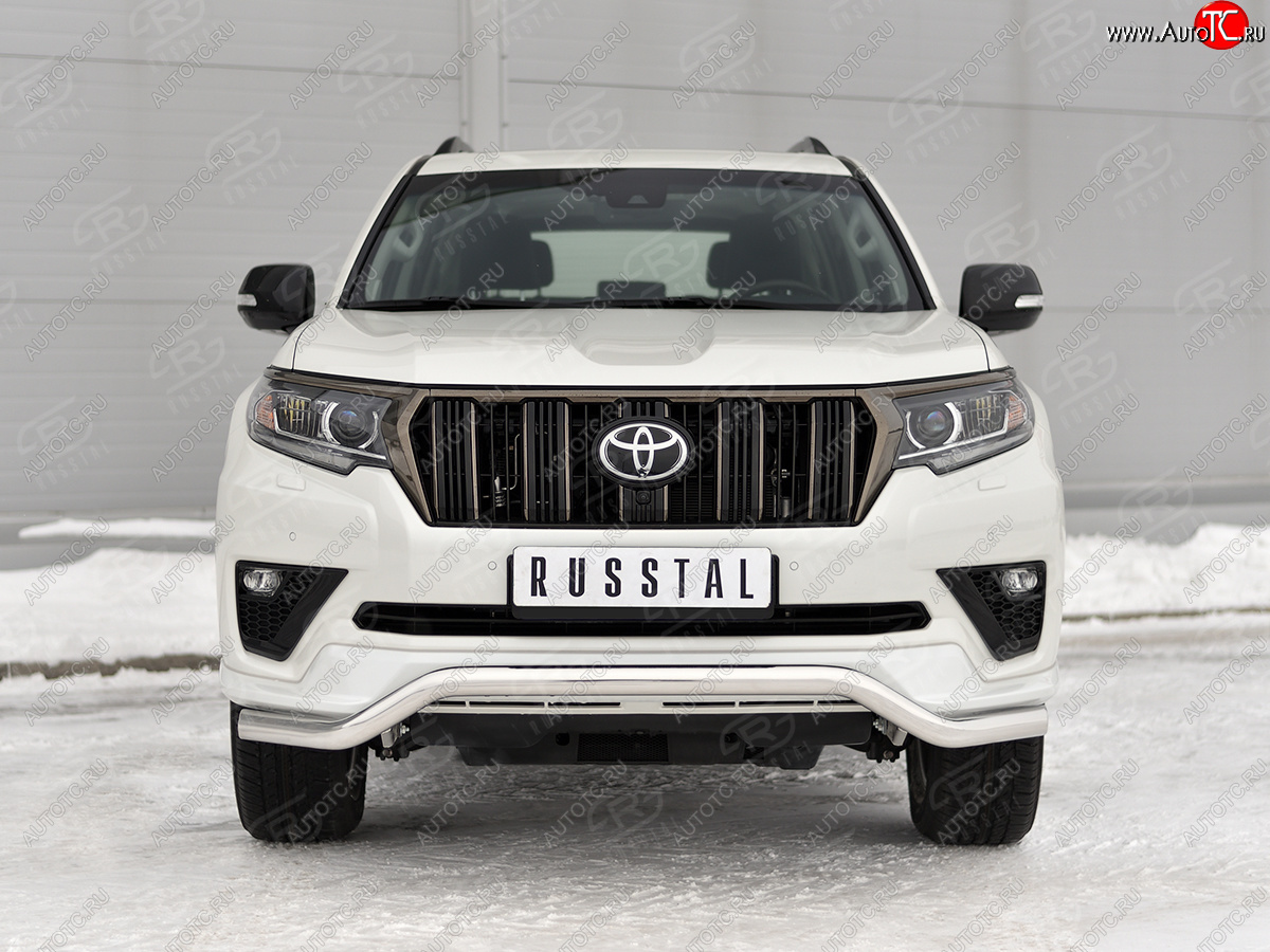 17 799 р. Защита переднего бампера (Ø63 мм волна, нержавейка, BLACK ONYX) SLITKOFF  Toyota Land Cruiser Prado  J150 (2020-2025) 3-ий рестайлинг  с доставкой в г. Кемерово