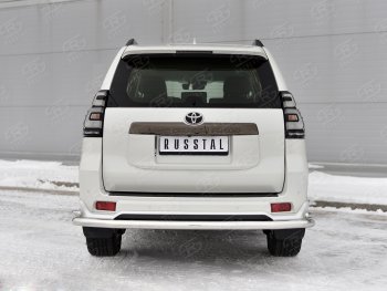 Защита заднего бампера (Ø63 и 42 мм с уголками, нержавейка, BLACK ONYX) SLITKOFF Toyota Land Cruiser Prado  J150 (2020-2025) 3-ий рестайлинг