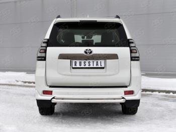Защита заднего бампера (2 трубы Ø63 и 42 мм, нержавейка, BLACK ONYX) SLITKOFF Toyota Land Cruiser Prado  J150 (2020-2025) 3-ий рестайлинг