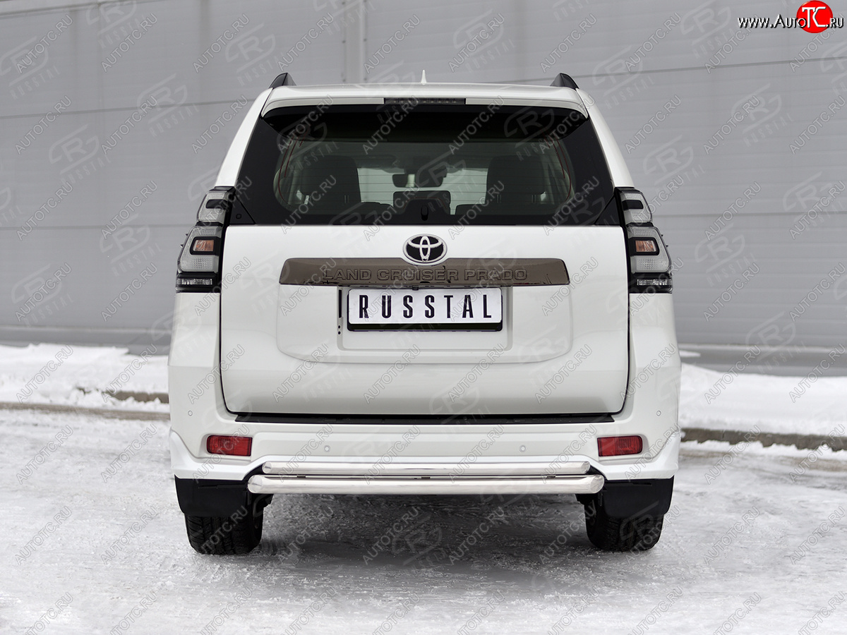 16 349 р. Защита заднего бампера (2 трубы Ø63 и 42 мм, нержавейка, BLACK ONYX) SLITKOFF  Toyota Land Cruiser Prado  J150 (2020-2025) 3-ий рестайлинг  с доставкой в г. Кемерово