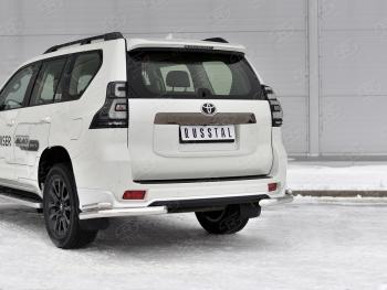 Защита заднего бампера (2 трубы Ø63 и 42 мм уголки, нержавейка, BLACK ONYX) SLITKOFF Toyota Land Cruiser Prado  J150 (2020-2025) 3-ий рестайлинг